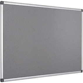 KAV 60 cm x 45cm Aluminium Frame Felt Notice Pin Board - Notice Board Bulletin Frame for Office, School, and Home (Grey)