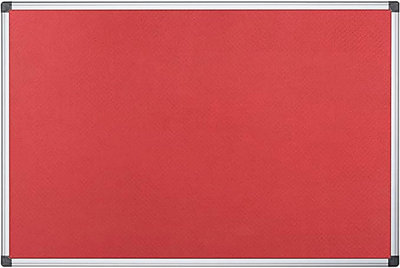 KAV 60 cm x 45cm Aluminium Frame Felt Notice Pin Board - Notice Board Bulletin Frame for Office, School, and Home (Red)