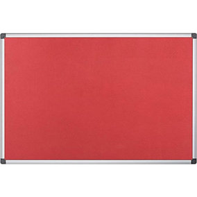 KAV 60 cm x 45cm Aluminium Frame Felt Notice Pin Board - Notice Board Bulletin Frame for Office, School, and Home (Red)