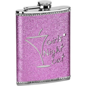KAV 8 oz Girls Night Out Pink Glitter Hip Flask with Stainless Steel Construction, Durable and Stylish, Perfect Gift for Women