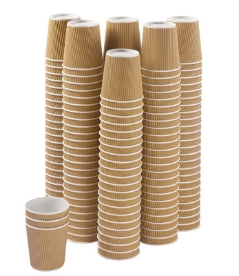 KAV 8 oz Triple Layered Kraft Ripple Insulated Takeaway Paper Cups, Disposable Cups for Tea, Coffee, Cappuccino Pack of 100