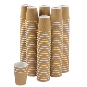 KAV 8 oz Triple Layered Kraft Ripple Insulated Takeaway Paper Cups, Disposable Cups for Tea, Coffee, Cappuccino Pack of 200