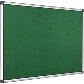 KAV 900 x 600mm Aluminium Frame Notice Pin Board - Felt Notice Board Bulletin Frame for Office, School, Memo, and Home (Green)