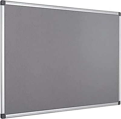 KAV 900 x 600mm Aluminium Frame Notice Pin Board - Felt Notice Board Bulletin Frame for Office, School, Memo, and Home (Grey)