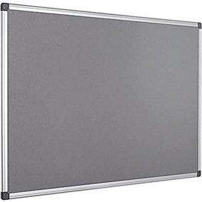 KAV 900 x 600mm Aluminium Frame Notice Pin Board - Felt Notice Board Bulletin Frame for Office, School, Memo, and Home (Grey)