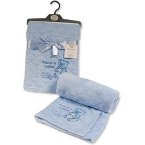 KAV Baby Cute Button Wrap Fleece Blanket for Girl/Boy Super Soft Teddy Bear Image Blankets for Newborn Babies, Toddlers (Sky)