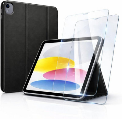 KAV Black iPad Case with 2 Tempered Glass for iPad A16 11th Gen 11 Inch 2025 and iPad 10th Gen 10.9 Inch 2022 Auto Sleep Wake