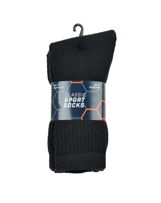 KAV Black Sports Socks for Men, 10 Pack UK Sizes 7-11 - Moisture-Wicking Bland with Polycotton and Elastane Athletic Sport Sock