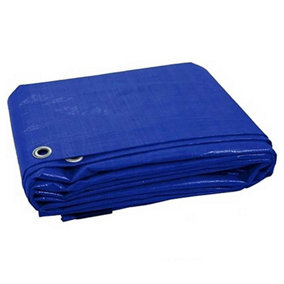 KAV Blue 6 x 9 METERS Waterproof Tarpaulin for Universal Cover Garden Furniture, Camping, Roof Ground Sheet with Eyelets 120 GSM