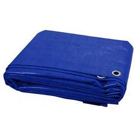 KAV Blue 7.20 x 5.40 METERS - Waterproof Tarpaulin for Covering Garden Furniture, Camping, Roof Ground Sheet with Eyelets 120 GSM