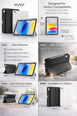 KAV Case for iPad A16 11th Generation 11 Inch 2025 and iPad 10th