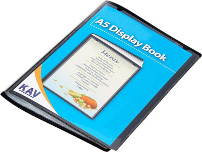 KAV Classic A4 and A5 Presentation Display Book 600 Micron Cover with Non-Fade Pockets Document organizerA5 40 Pocket Pack of 1)
