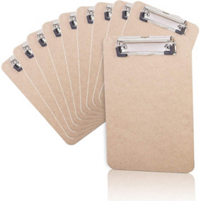 KAV Clipboards 10 Pack, Low Profile Clip Hardboard with Sturdy Spring Grip & Concealed Hanging Hole Clipboard for Office Work (A5)