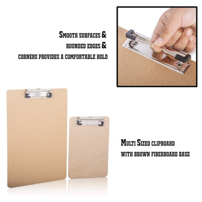 KAV Clipboards 10 Pack, Low Profile Clip Hardboard with Sturdy Spring Grip & Concealed Hanging Hole Clipboard for Office Work (A5)