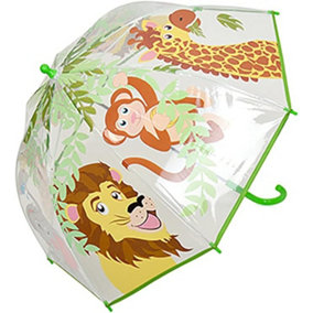 KAV Cute Animals Kids Transparent School Umbrella for Boys and Girls - Beautiful, Lightweight Design Dome Parasol