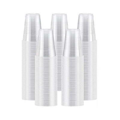 KAV Disposable Clear Plastic Cups - 100 Pack 7oz Plastic Glasses for Travel, Wedding Party, Picnic