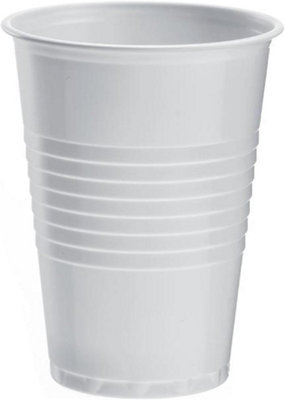 KAV Disposable White Plastic Cups - 7oz Plastic Glasses for Travel, Wedding Party, Picnic, Wine, Cold Drinks, (Pack of 100)