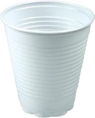 KAV Disposable White Plastic Cups - 7oz Plastic Glasses for Travel, Wedding Party, Picnic, Wine, Cold Drinks, (Pack of 100)