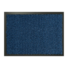 KAV Door Mat Dirt Trapper - Durable Indoor and Outdoor Non-Slip Rug - Super Absorbent- Home, Office(Blue / Black, 40cm x 60cm)
