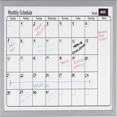 KAV Dry Wipe Magnetic Annual Planner Stylish Aluminium Frame Whiteboard Multipurpose Organizational Board with Self-Adhesive