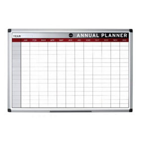 KAV Dry Wipe Magnetic Annual Planner Stylish Aluminium Frame Whiteboard Multipurpose Organizational Board with Self-Adhesive