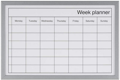 KAV Dry Wipe Weekly Planning Board with Pen - Aliminuim Frame Whiteboard for Wall Magnetic Surface Calendar 400x600 MM(Silver)