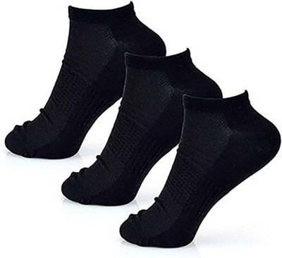 KAV Extra Comfort Bamboo Fibre 3 Pack Black Low Cut Ankle Socks for Women Foot Care Trainer Socks UK 4-8, Black