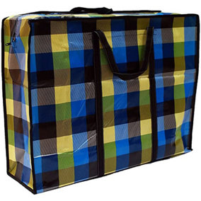 KAV Extra Large Laundry Shopping Bags - (90x60x19)CM Random Coloured Jumbo Reusable Waterproof Storage Bag with Zipper Lock
