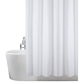 KAV Extra Wide White Shower Curtains 220 Wide and 180cm Drop Full Bath Coverage High Quality Mould Mildew Polyster Fabric-12 hooks