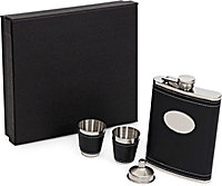 KAV Flask Set with Gift Box 8 oz with Funnel and 2 Schnapps Cups Convenient to Carry Stainless Steel Hip Bottle Anti Rust
