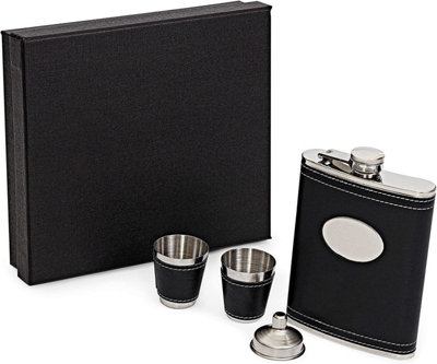 KAV Flask Set with Gift Box 8 oz with Funnel and 2 Schnapps Cups Convenient to Carry Stainless Steel Hip Bottle Anti Rust