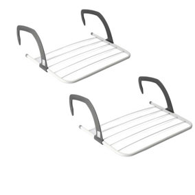 KAV Foldable Indoor Cloth Airer Drying Radiator 5 Bars with Waterproof Adjustable Arms Space-Saving Camping Drying Rack ,Pack of 2