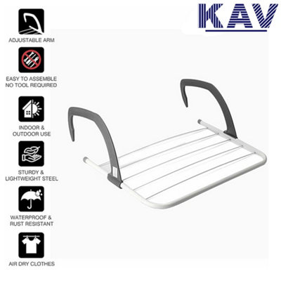 KAV Foldable Indoor Cloth Airer Drying Radiator 5 Bars with Waterproof Adjustable Arms Space-Saving Camping Drying Rack ,Pack of 2