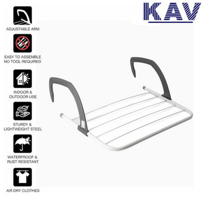 KAV Foldable Indoor Cloth Airer Drying Radiator Bath Rack 5 Bars with ...