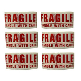 KAV Fragile Packing Tape - Super Strong and Low Noise Fragile Tape for Boxes - Packaging Tape with Fragile Print, 48mm x 66m (6)