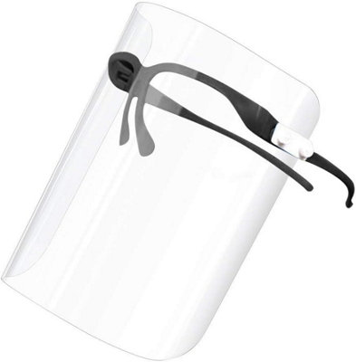 KAV Full Face Protector Shield Visor with Glasses Frame Splash Shield (1, Black Frame)