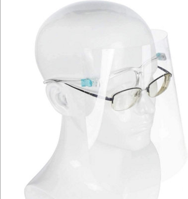 KAV Full Face Protector Shield Visor with Glasses Frame Splash Shield (12, Clear Frame)