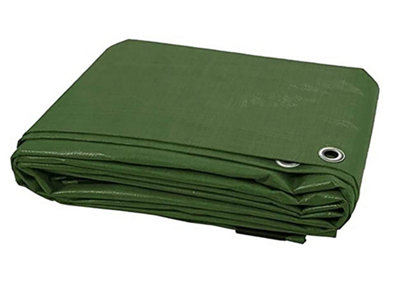 KAV Green 3.60 x 5.40 METERS - Waterproof Tarpaulin Universal Covering Garden site Ground Sheet with Eyelets 120 GSM