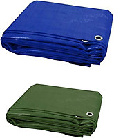 KAV Green 4.80 x 6 METERS - Waterproof Tarp for Garden Furniture, Camping, Building site Ground Sheet with Eyelets 120 GSM