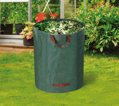 KAV Heavy Duty Garden Waste Bags Large Garden Bag with Handles Waterproof Rubbish Refuse Sacks - Pack of 3 (Green - 400L)