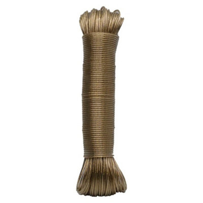 KAV HEAVY DUTY Thick Strong Steel Core Washing Rope Line Brown 50