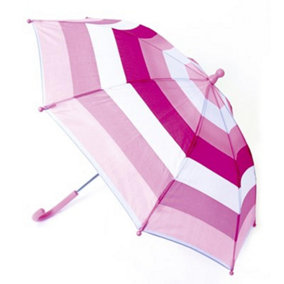 KAV Kids Auto Striped Umbrella Durable 170T Taslon Fabric Child-Friendly Stylish and Vibrant Design (Striped Pink)