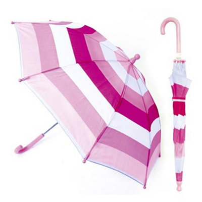 KAV Kids Auto Striped Umbrella Durable 170T Taslon Fabric Child-Friendly Stylish and Vibrant Design (Striped Pink)