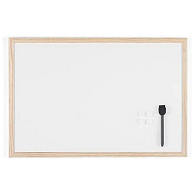 KAV Kids Magnetic Notice Board White Board Dry Wipe Boards Whiteboard with Wooden Frame with Pen and Magnets 300x400mm