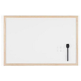 KAV-Kids Magnetic Notice Board White Board Dry Wipe Boards Whiteboard with Wooden Frame with Pen and Magnets(300x400mm)