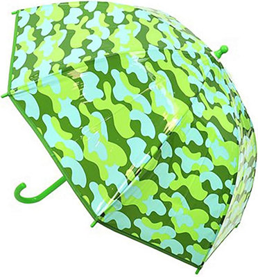 KAV Kids Transparent School Umbrella Boys and Girls - Beautiful, Lightweight Design Dome Parasol (Camo)
