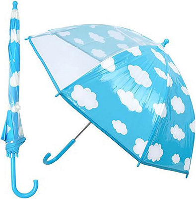 KAV Kids Transparent School Umbrella Boys and Girls - Beautiful, Lightweight Design Dome Parasol (CLOUD)