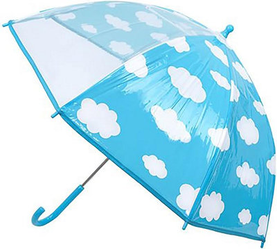 KAV Kids Transparent School Umbrella Boys and Girls - Beautiful, Lightweight Design Dome Parasol (CLOUD)