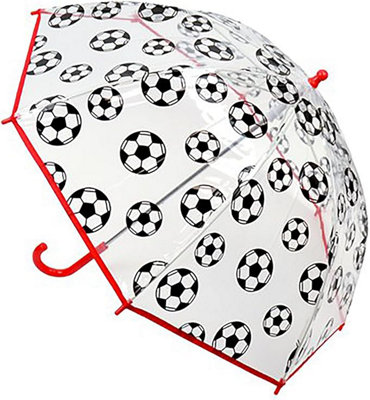 KAV Kids Transparent School Umbrella Boys and Girls - Beautiful, Lightweight Design Dome Parasol (Football)