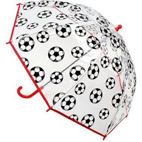 KAV Kids Transparent School Umbrella Boys and Girls - Beautiful, Lightweight Design Dome Parasol (Football)